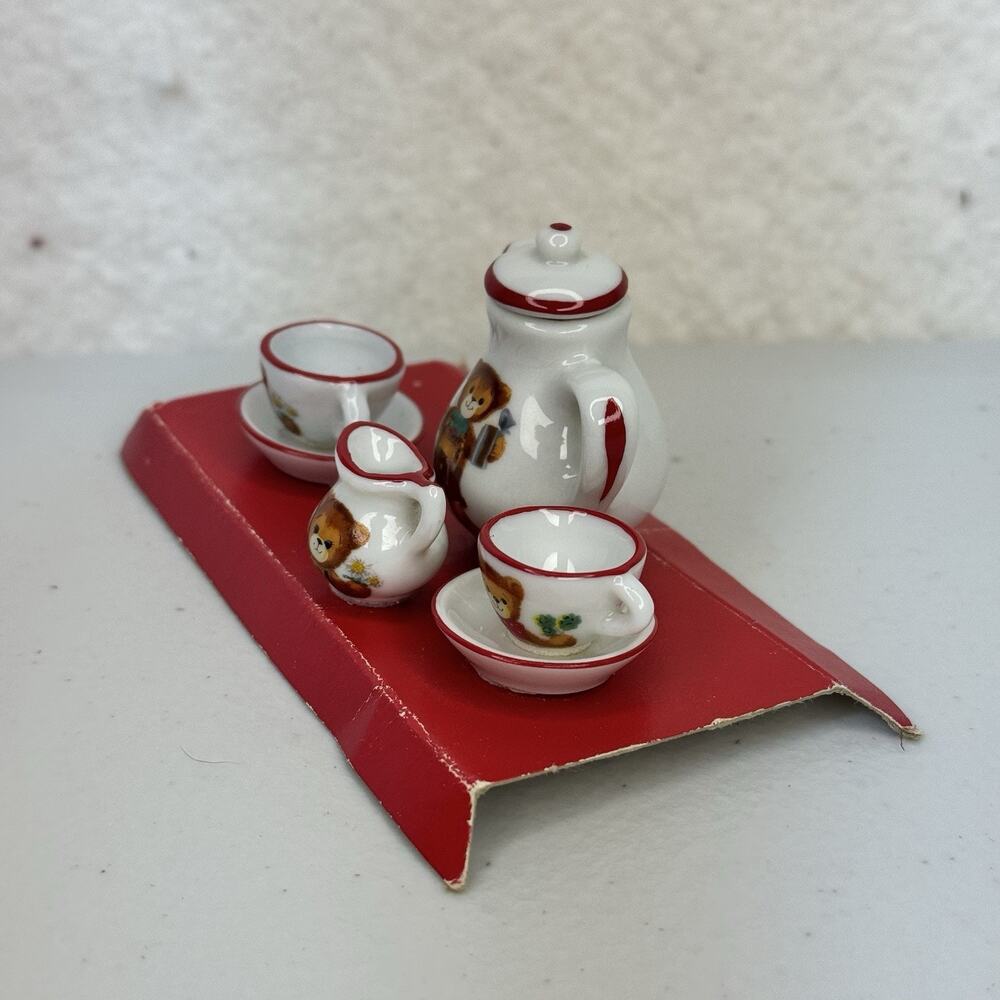 Reutter Mini Porzellan Set Miniature Teddy Bear Hand Painted Doll Tea Set VTG - Picture 4 of 6